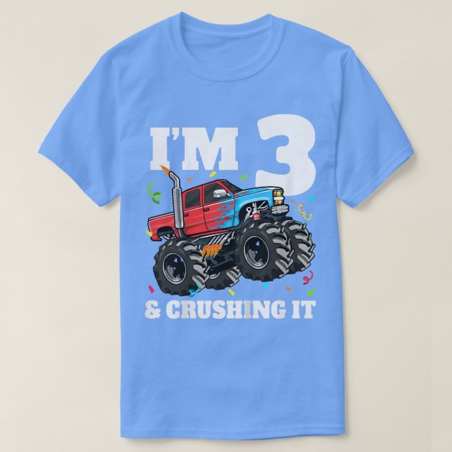 Kids Monster Truck 3rd Birthday Boy 3 Three Year O T-Shirt (Design vorne)
