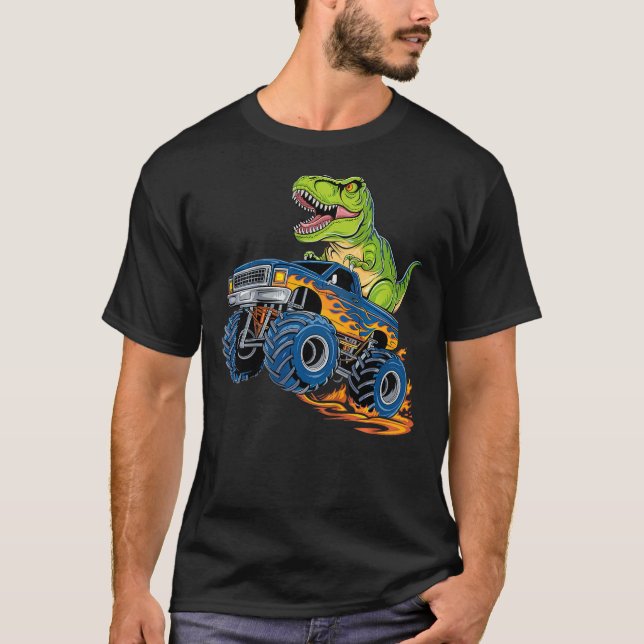 Kids Monster Truck Dinosaur T-Shirt (Vorderseite)