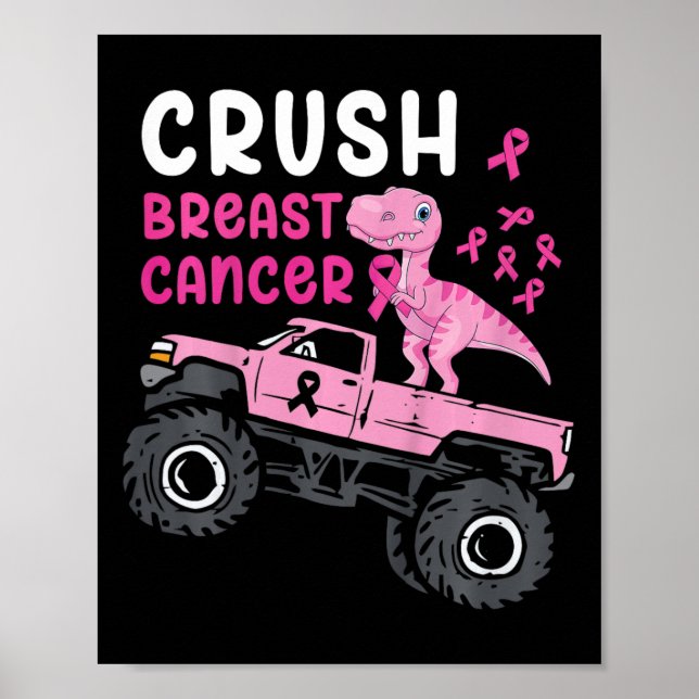 Kids Monster Truck Dinosaurier Breastkrebs Aw brec Poster (Vorne)