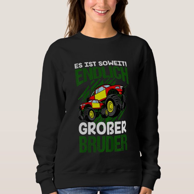 Kids Monster Truck Endlich Big Brother für Junge Sweatshirt (Vorderseite)