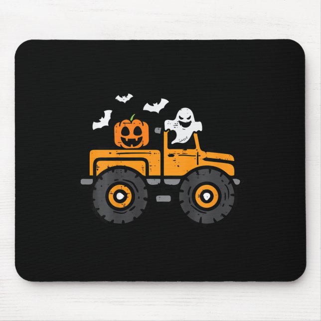 Kids Monster Truck Ghost Pumpkin Halloween Kostüm Mousepad (Vorne)