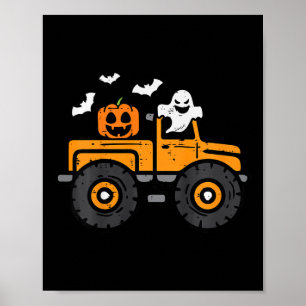 Kids Monster Truck Ghost Pumpkin Halloween Kostüm Poster