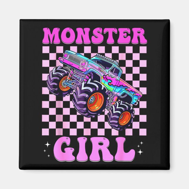 Kids Monster Truck Girl Nk Monster Trucks Lover Mo Magnet (Vorne)