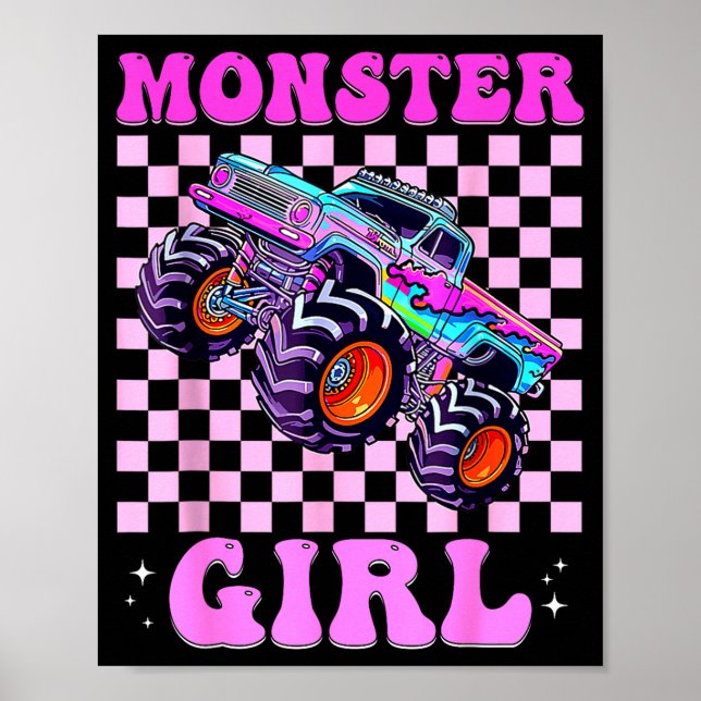 Kids Monster Truck Girl Nk Monster Trucks Lover Mo Poster (Vorne)
