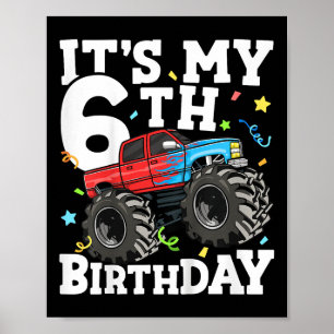 Kids Monster Truck Mein 6. Geburtstag Junge 6  Poster