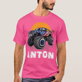 Kids Monster Truck Name Anton Car Gift  T-Shirt