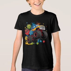 Kids-Monster-Truck-Puzzle-Cartoon Tri-Blend Shirt