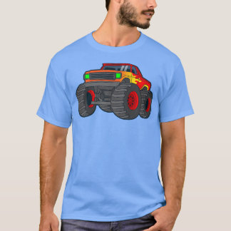 Kids Monster Truck Riesenfahrzeug Show Car Flammen T-Shirt