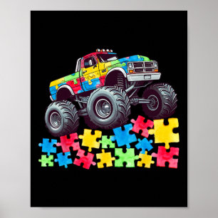 Kids Monster Truck treibt über Rätsel Autismus Kri Poster