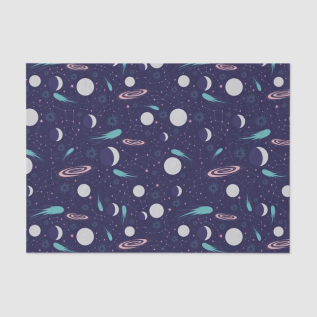 Kids Moon Meteor Black Hole Planet Comet Seidenpapier (Vorderseite)