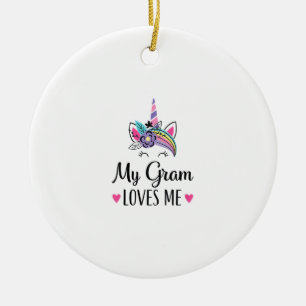 Kids My Gram liebt mich Einhorn Enkelin T-Shir Keramik Ornament