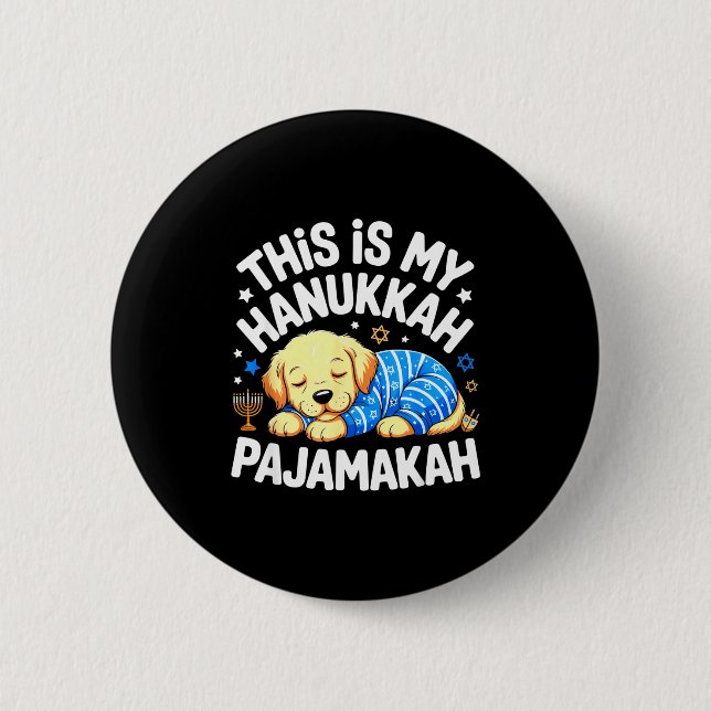Kids My Hanukkah Pajamas Pajamakah Puppy Hanukkah  Button (Vorderseite)