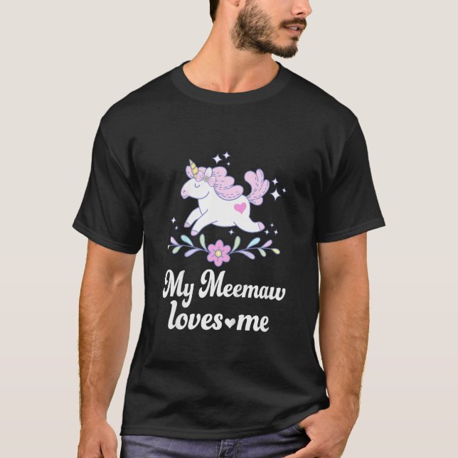 Kids My Meemaw Loves Me Granddaughter Unicorn T-Shirt (Vorderseite)