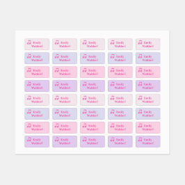 Kids' Name Clothing School Labels with Pink Note Etiketten