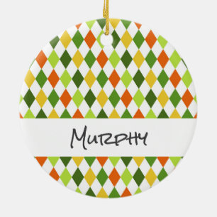 Kids NAME FOTO Irish Colorful Green Orange Yellow Keramik Ornament