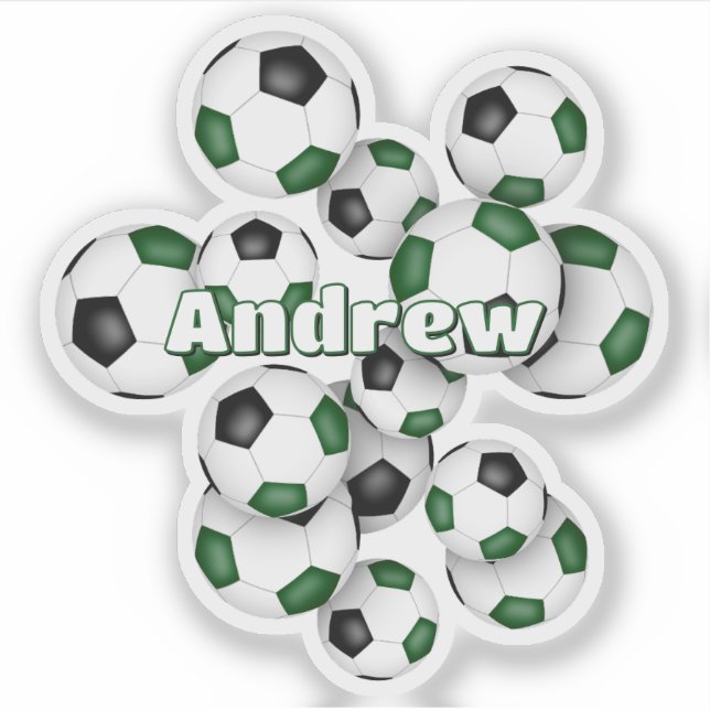 kids name green black soccer balls aufkleber (Vorderseite)
