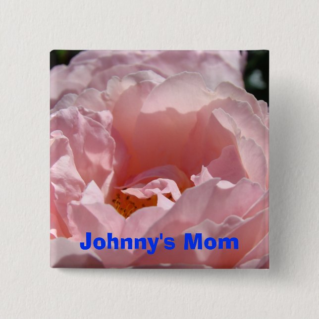 Kid's Name Mama Schaltflächen Rosa Blume Hallo Button (Vorderseite)