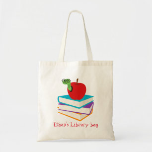 Kid's name niedliche Bücherwurm-Bibliotheksbeutel Tragetasche