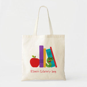 Kid's name niedliche Bücherwurm-Bibliotheksbeutel Tragetasche