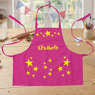 Kid's Namen Sterne gelb pink Schürze