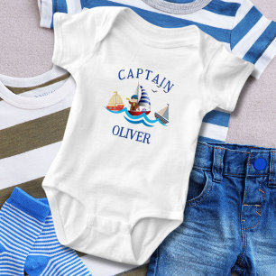 Kids Nautical BootCaptain Personalisiert Baby Strampler