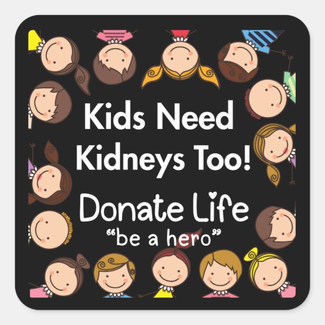 Kids Need Kidneys Organ Donor Awareness Stickers (Vorderseite)