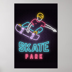 Kids-Neon-Skateboarder-Plakat Poster