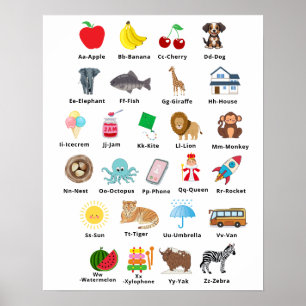 Kids Niedlich Alphabet ABC Lernen Kinderzimmer Dek Poster