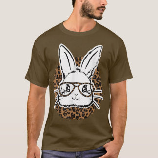 Kids Niedlich Bunny Face Leopard Brille Funny Bunn T-Shirt