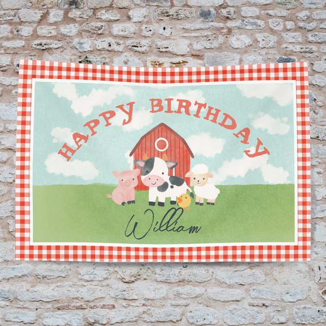 Kids Niedlich Farm Animal Barnyard Birthday Banner (Von Creator hochgeladen)
