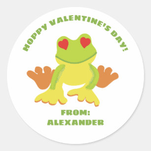 Kids Niedlich Frog Valentine's Day Class Exchange Runder Aufkleber