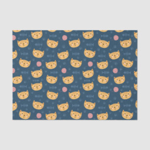 Kids Niedlich Kitty Cat Faces Paw Prints Ball of Y Seidenpapier