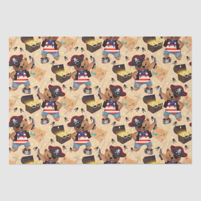 Kids Niedlich Pirate Bear Seidenpapier (Vorderseite)