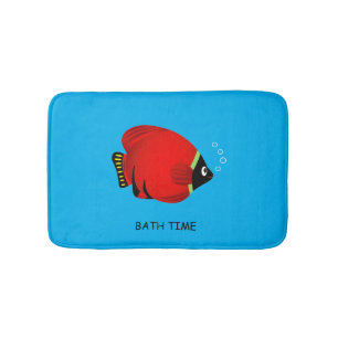 Kids Niedlich Red Fish on Blue Badematte