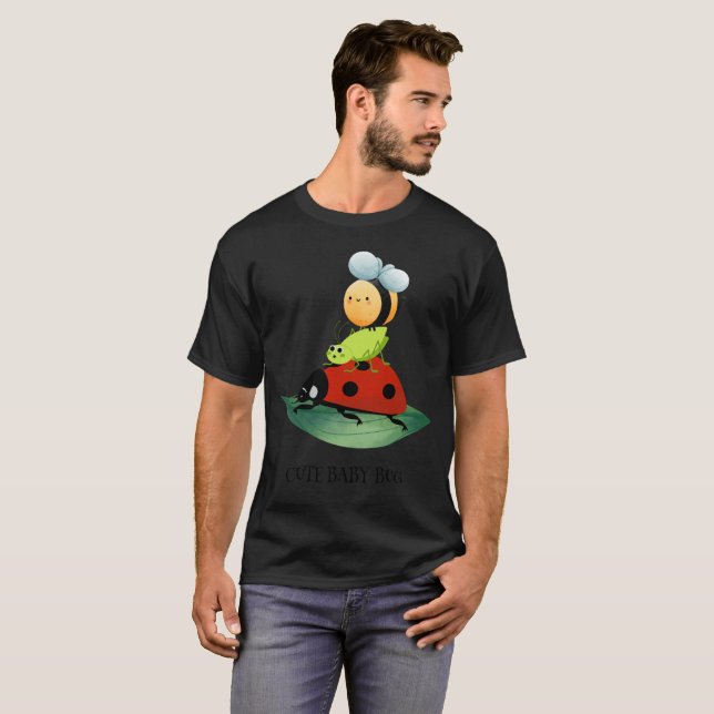 Kids Niedlich Red Ladybug Bee Insekt auf grünem Bl T-Shirt (Vorne ganz)