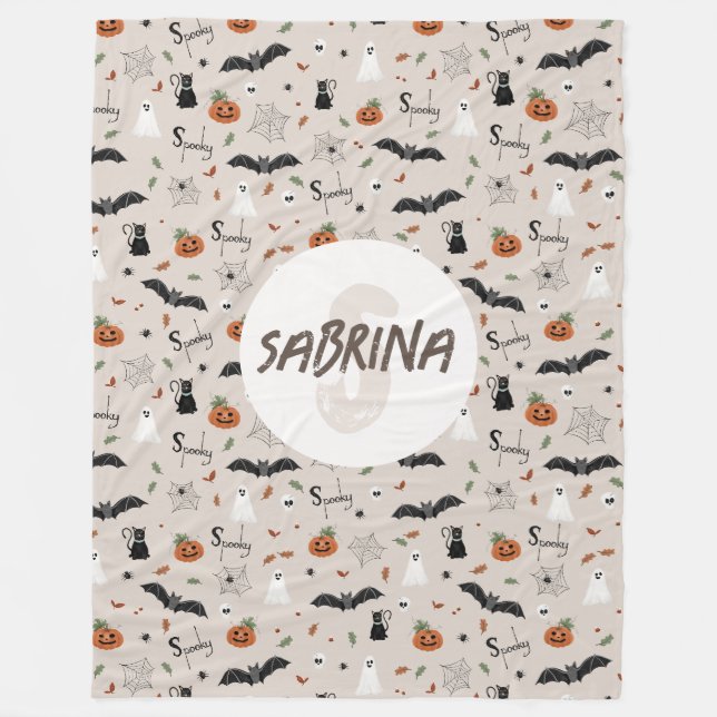 Kids Niedlich Spooky Halloween Fall Monogram Fleecedecke (Vorderseite)
