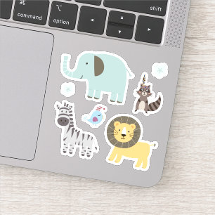 Kids Niedlich Zoo Animals Elephant Lion Zebra Aufkleber