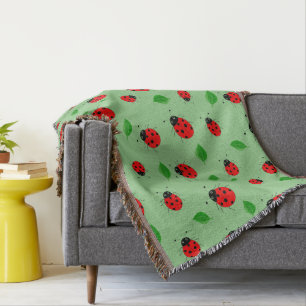 Kids Niedliche Lady Bug & Green verlass Muster Ver Decke
