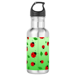 Kids Niedliche Lady Bug & Green verlass Muster Ver Edelstahlflasche