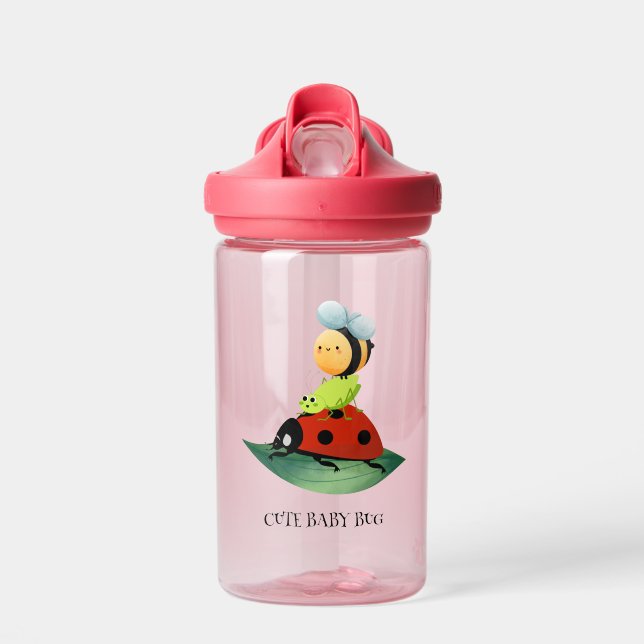 Kids Niedliche Polka dot ladybug Bee auf grünem Bl Trinkflasche (Vorne)