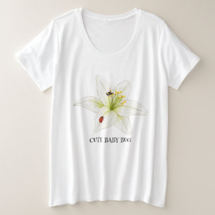 Kids Niedliche Wasserfarbe Ladybug Bee on lily Flo Große Größe T-Shirt