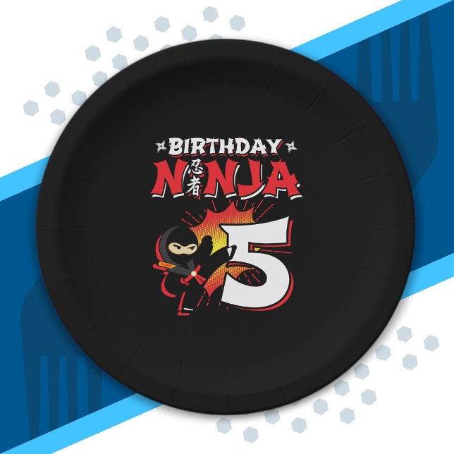 Kids Ninja Birthday Party Gift - 5 Jahre Old Pappteller (Von Creator hochgeladen)