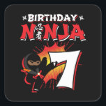 Kids Ninja Birthday Party Gift - 7 Jahre Old Quadratischer Aufkleber<br><div class="desc">This Birthday Ninja 7 design feature the Ninjutsu Japanese symbol,  half-tone comic style background and a cartoon ninja karate kick graphic that your 7 year old birthday ninja boy or girl will!</div>
