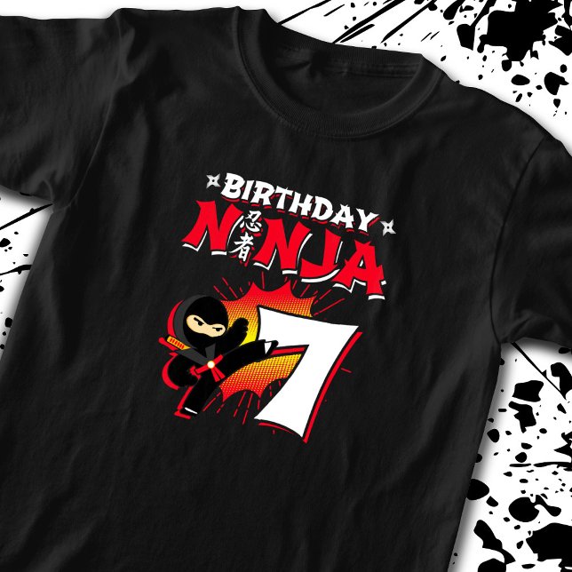 Kids Ninja Birthday Party Gift - 7 Jahre Old T-Shirt (Von Creator hochgeladen)