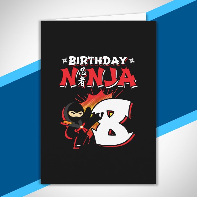 Kids Ninja Birthday Party Gift - 8 Jahre Old Karte (Von Creator hochgeladen)