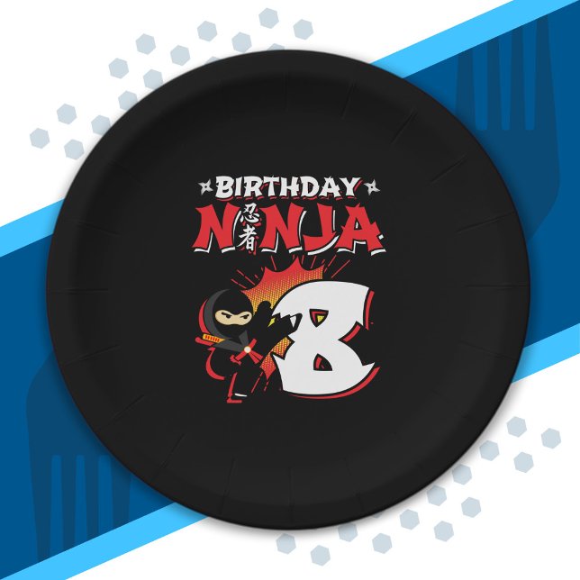 Kids Ninja Birthday Party Gift - 8 Jahre Old Pappteller (Von Creator hochgeladen)