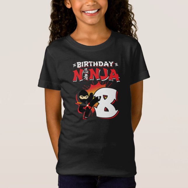 Kids Ninja Birthday Party Gift - 8 Jahre Old T-Shirt (Vorderseite)