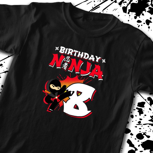 Kids Ninja Birthday Party Gift - 8 Jahre Old T-Shirt (Von Creator hochgeladen)