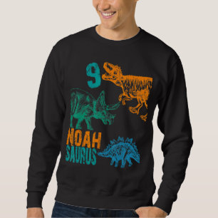 Kids Noah Saurus 9. Geburtstag Jungs Rex Bday Part Sweatshirt