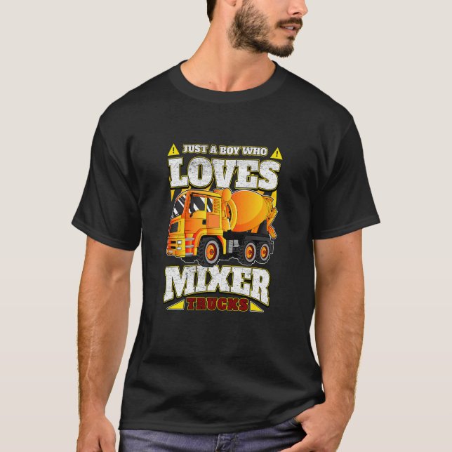 Kids nur ein Junge, der Cement Mixer LKW Liebe T-Shirt (Vorderseite)